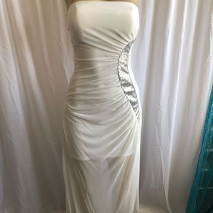 Ivory with silver sequin side dress sz small